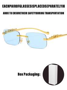 一副男士金色无框金属豹纹复古透明镜片眼镜，融合夏季时尚设计与商务休闲风格，适合日常搭配。是馈赠亲朋好友和同学的必备佳品。 - 金色 - 查看 17