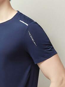 男士速干防晒探险T恤，UPF防晒，适合户外跑步和徒步旅行，情人节礼物 - 藏蓝色 - 查看 4