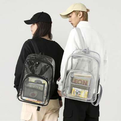 3pcs Clear Backpack Heavy Duty PVC Transparent Backpack With Reinforced Strap Stitches & Multi-Pockets Large Capacity For College Workplace Security Travel Storage Travel And Vacation Essentials Makeup Bag Makeup Pouch Skincare Bag Toiletry Bag Packing Cubes, Cruise Essentials, Mom Gifts, Birthday Gifts