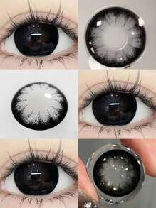 Lalens Un par de lentes de contacto de color de ojos grandes de color púrpura, gris y negro de Lalens de 14,5 mm de uso semianual para maquillaje de ojos con un diámetro grande de 14,50 mm para maquillaje de disfraz, graduación, cumpleaños, vacaciones, verano, otoño, fiesta, playa, viaje, campamento, escuela, festivales, decoración, regalo, cosplay de chica rosa, mejor encanto