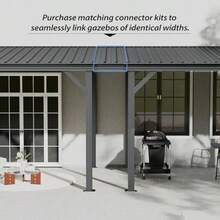 Domi 8'x8' Lean To Gazebo Hardtop Expandable Wall Mounted Pergola With Gutters Gaanized Steel Roof 60MPH Wind Resistance Outdoor Metal Heavy Duty Metal Awning For Patio Deck Backyard Grey - Gray - View 5