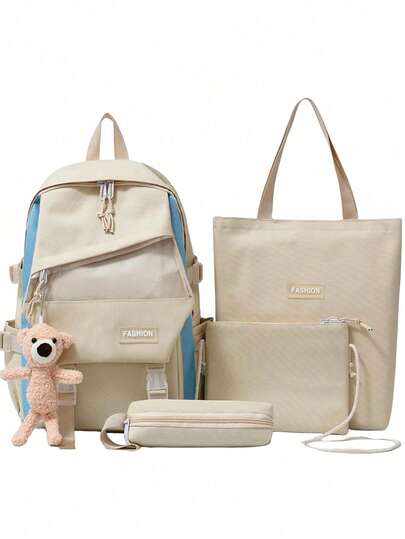 Shendy Vendy Mochila Con Gran Capacidad De Espacio, Set De 4 Piezas Mochila Fashion Cool Juvenil Bolsa lapicera