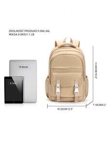 15.6英寸笔记本电脑背包，防水旅行背包，适合青少年和学生，可调节肩带，多口袋设计，通勤背包，户外背包，随机新款或旧款，多种颜色可选 - 卡其色 - 查看 3