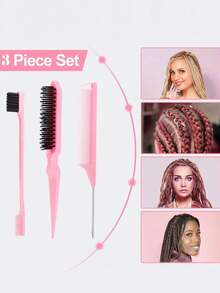 6 piezas Set de herramientas para peinado de niñas, que incluye kit de peine y botella rociadora - Adecuado para todo tipo de cabello y peinado diario, Set portátil de peinado familiar - Multicolor - Ver 3