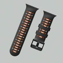 سوار استبدال ساعة أبل عالي الجودة من السيليكون بتصميم مستوحى من الدروع، أنيق وجذاب، مناسب للمتبعين للموضة والرياضيين والطلاب، مناسب لطرازات ساعة أبل 42/44/45/46/49، تصميم ثقوب شكل شبه منحرف، جميل ومنفذ للهواء، مناسب للاستخدام اليومي والرياضة والياقة البدنية