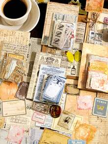 1 Gói (100 tờ) Giấy Vintage Phong Cách Ngẫu Nhiên, Thích Hợp Cho Việc Làm Sổ Lưu Niệm, Nhật Ký, Trang Trí Và Làm Nền, Có Gói Đơn Và Combo 4 Gói - Xem 3