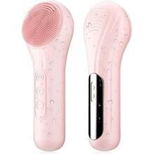 Silicone Face Scrubber Facial Cleansing Brush With Heating And Vibration Electric Waterproof Face Wash Brush With 5 Strength Adjustable For Exfoliating Deep Cleaning And Face Massaging Pink - 粉色 - 查看 1