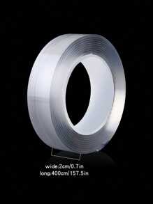 1 rollo de cinta transparente de doble cara, cinta adhesiva de nano de dos caras, de alta viscosidad impermeable e invisible, vuelta al colegio - transparente - Ver 10