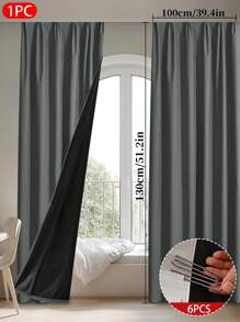 1 件纯色遮光窗帘，带隔热衬里，轻质涤纶面料，顶部挂钩设计，隔热遮光，适用于客厅、卧室、阳台装饰。 - 彩色 - 查看 14
