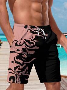 Shorts de praia casuais com estampa 3D havaiana plus size masculino - secagem rápida, cintura com cordão, perfeito para passeios de verão - Multicolorido - Ver 4