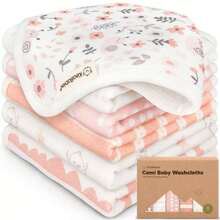 6-Pack Cami Washcloths Newborn, 10x10 Organic Cotton Face Wash Cloths Babies, Soft & Absorbent Bath Towels UEMC - Sweet Charm - View 12