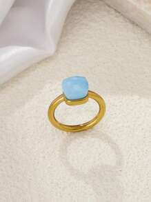 1 件奢华蘑菇不对称方形戒指，铜镶嵌锆石祖母绿宝石，适合作为情人节、婚礼、母亲节、约会的礼物 - 多色 - 查看 14