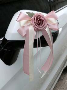 4支仿真汽车花束，饰有丝带蝴蝶结，适用于婚礼车门、后视镜、门把手、椅子、餐桌中心装饰、生日派对礼物装饰 - 彩色 - 查看 5