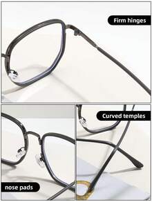 1 件优雅黑色方形无度数眼镜，女士简约眼镜 - A - 查看 5