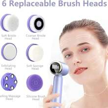 6-In-1 Facial Care System - Advanced Cleansing Technology With Spin Scrub Brush - Exfoliates, Massages For Radiant, Smooth Skin - Suitable For All Skin Types