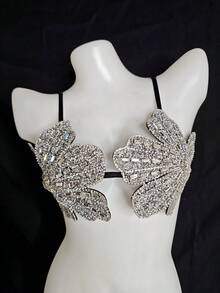 PAFAHE Sexy Bra Accessories, New European And American Sexy Lingerie With Hollow Strap And Leaf Design, Suitable For Wearing Outerwear In Summer And Autumn, Fashionable For Nightclub, Party, Vacation, Hotel, Music Festival - Silver - View 8