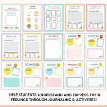 1 دفتر يومياتي العاطفية، خطة إدارة العواطف يمكن الكتابة عليها ويمكن الرسم عليها، يساعد الطلاب على فهم ذواتهم العاطفية الحقيقية، موسم العودة إلى المدرسة