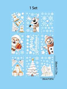 1 Set de pegatinas navideñas para ventanas, decoraciones navideñas, calcomanías de ventana de vidrio 3D con copos de nieve para hogar, oficina, salón de clases, para fiesta con tema de Navidad, invierno y Frozen