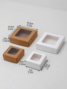 20件/30件/50件烘焙甜点包装盒，蛋糕、松饼、蛋挞、外卖盒 - 白卡纸，各种尺寸，带窗口，适合派对礼物 - 彩色 - 查看 3