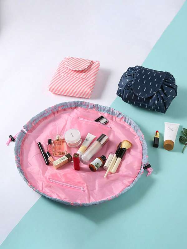 1pc Portable Storage Gift Box, Large Capacity Drawstring Travel Cosmetic Bag, Waterproof Toiletry Pouch, Practical Birthday Gift For Girlfriend, Essential For Daily Travel, Disposable Towel Travel Set
