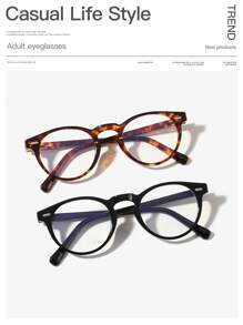 1pc Women's Light Round Full-Rim Flat Glasses In Bohemian Style, Stylish For Outfits, Suitable For Spring, Great Gift