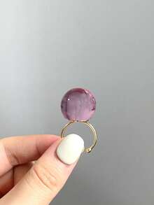 1 pieza Anillo abierto de acero inoxidable de resina clara de estilo minimalista elegante y artístico, adecuado para el uso diario, la calle, el festival de música, la fiesta o la ropa de noche - Multicolor - Ver 27