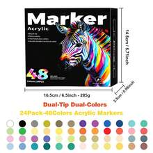 1pc Dual-Tip Dual-Color Marker Pen, Acrylic Painting Brush Pen For Glass Painting, Layering Colors, Art Students, Smudge-Proof, Washable, Watercolor Pen