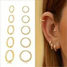 5 Pairs Elegant Minimalist Stainless Steel Hoop Earrings Set, Suitable For Women, Fashion Small Cartilage Helix Piercing Earrings, Suitable For Daily And Party Wear
