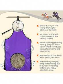 1 件户外马术用品，悬挂式网状干草袋喂食器，用于喂马