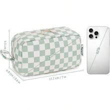 LSQ Narwey Small Checkered Makeup Bag For Purse Gift For Teen Girls Travel Makeup Pouch Mini Cosmetic Bag Cute Make Up Bags Zipper Pouch For Women And Girls Mint Green Checkerboard Small Hit - AA-MintGreenCheckerboard-Nhỏ - Xem 4