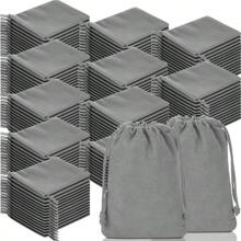 200 Pieces Velvet Drawstring Pouch Bulk 2.76 X 3.54 Inches Small Jewelry Pouch Mini Gift Bags Gift Packaging Wrap Bags For Valentine Wedding New Year Christmas Party Favors - Grey - View 1