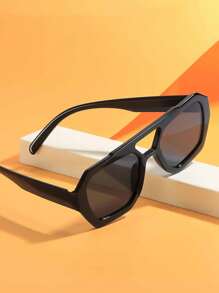 1 件男女通用方形复古海洋时尚眼镜，时尚适合日常佩戴飞行员形状太阳镜 - 豹紋茶 - 查看 4