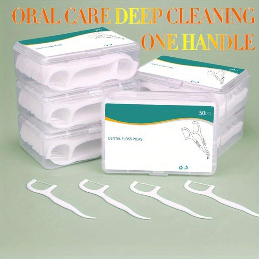 50pcs/1box Dental Floss Picks Set - Includes Toothpicks & Interdental Brushes For Safe Oral Care, Perfect For Travel