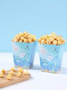 10个海洋动物爆米花盒，零食容器，糖果收纳盒，海洋主题派对礼品，一次性食品容器，饼干烘焙盒，爆米花杯，家庭电影之夜用品，一次性餐具，生日派对装饰，婚礼装饰，新娘送礼会礼物，婴儿送礼会装饰，海底世界派对装饰，夏季派对用品，节日派对装饰，夏季装饰 - 海洋動物 - 查看 3