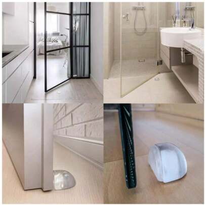 2pcs/4pcs/6pcs Transparent Door Stopper, Simple Clear Silicone Door Stopper Holder, Suitable For Home Bedroom Door, Bathroom Door, Security Door