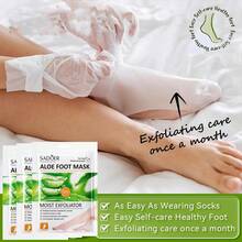 4pcs Foot Exfoliating Mask | Dermatologically Tested, Repairs And Exfoliates Heels, Dry And Dead Skin For Soft Feet | Exfoliating Foot Exfoliating Mask For Chapped Feet | Aloe Vera - trắng - Xem 5