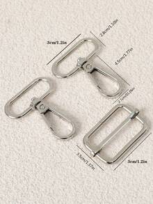 3件套行李带配件套装，包括肩带扣、狗扣、锌合金压扣，适用于DIY手提包 - 銀色 - 查看 5