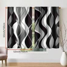 2 piezas Cortinas de diseño de línea de arte abstracto moderno - Diseño de bolsillo para barra, equilibra la privacidad, fácil instalación, adecuado para dormitorio, sala de estar, baño y otras decoraciones diarias, lavable a máquina, impresión digital, 100% poliéster, 90 g/m² - Multicolor - Ver 7