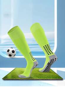 1 双儿童及膝运动袜，圆点防滑专业足球袜，加厚毛圈面料硅胶防滑防臭高筒袜，适合 7-12 岁男童女童 - 彩色 - 查看 5