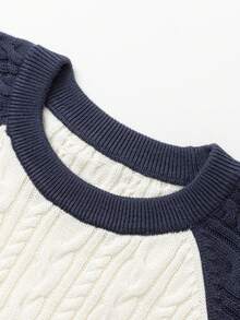 mini bala 儿童学院风毛衣 2025 秋季柔软保暖套头衫 - 藍紫 - 查看 6