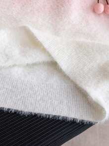 Mädchen süßer Farbverlauf Kirsche Strickpullover, mit Kunstfell gefüttert, geeignet für Alltag, Urlaub, Frühling, Herbst, Winter