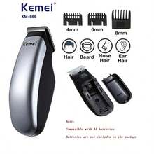 Kemei KM-666 迷你理发器修剪器美容器无线自理发套装造型剪刀，不锈钢，电动理发器，迷你理发器胡须刀剃须刀，男士理发器，无线电动毛发修剪器和胡须剃须刀，C 型-USB