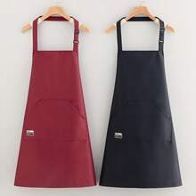 1pc Minimalist Neck Tie Apron, New Design With Large Pocket, Household Anti-Dirty Kitchen Cooking Catering Workwear Waist Apron For Men And Women