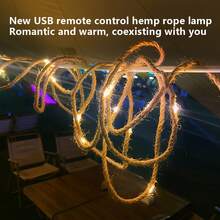 1 件 50/100 LED 麻绳灯串铜线灯太阳能 8 模式电源麻绳铜线灯串适用于圣诞节气氛装饰栅栏包裹户外庭院花园装饰