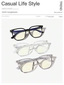 1 Pair Men's Acrylic Casual Lightweight Square Frame Fashion Black Glasses, Suitable For Daily Reading And Commuting - Multicolor - View 9