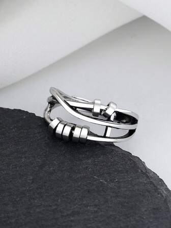 1 pièce Bague géométrique de luxe minimaliste pour soulager l'anxiété et le stress, porte-bonheur