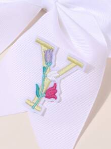 1pc 26Letters Back To School Customized Text Name Bow Hair Ring,Personalized Solid Color Embroidered 26 Letters Decoration Bow Hair Ring,Fashion Unique Hair Accessories For Girls Back To School Gifts, Daily Use - 彩色 - 查看 4