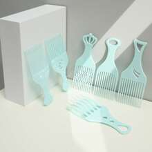 NEFOUME 1 套 6 把复古造型梳 - 皇冠手柄 + 波浪齿 + 空心手柄，PP 轻质防震材质，4 种颜色（粉色、黄色、紫色、蓝色），适用于发型设计，便携式透明盒，返校、旅行度假必需品，女士发饰