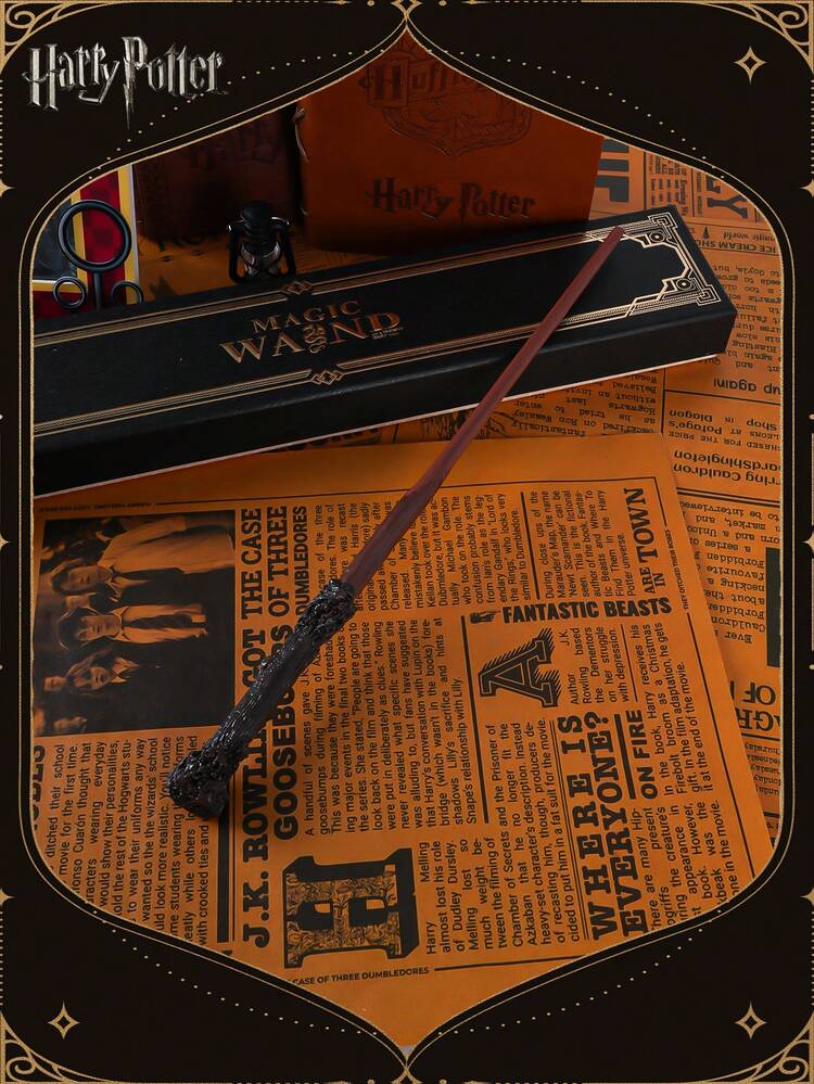 1 PEÇA Varinha Mágica de Harry Potter Oficialmente Licenciada, Acessório do Filme Harry Potter  Voldemort, Caixa de Presente com Embalagem, Varinha de Bruxo de Hogwarts Não Eletrificada, Decorações Criativas, Ornamentos para Quartos, Presentes de Natal, Halloween, Aniversário, Surpresas para Familiares e Amigos - Multicolorido - Visão 1