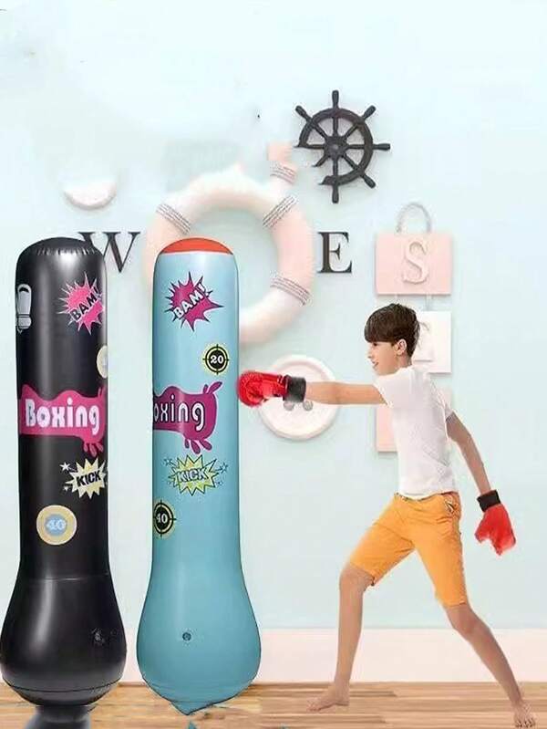 1 pieza Columna de boxeo infantil de PVC con lagarto, inflable para Teenagers, bolsa de bobo de Boxeo personalizada de pvc, bolso de perforación de fitness que no se caerá. Agrega arena y agua, recuerdo de crecimiento.